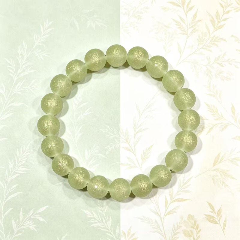 Mint Green Thin Sparkle Translucent Round Bead Bracelet